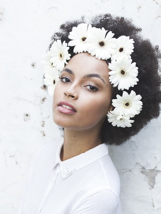 Afro with flowers