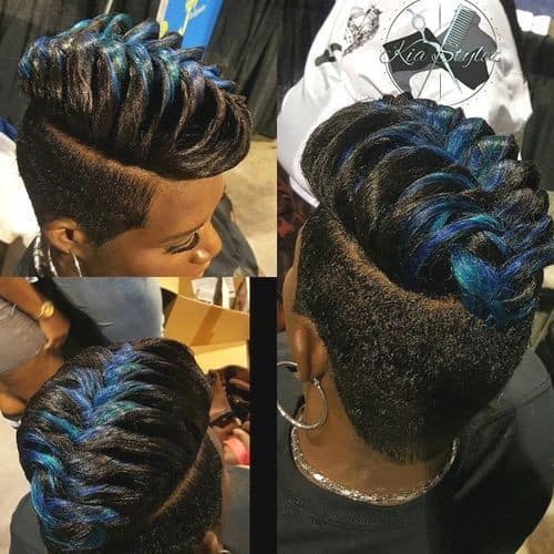 Black and Blue French Braided Faux Hawk