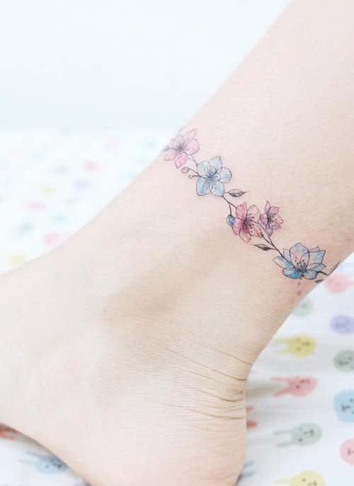 Flower Anklet Tattoo