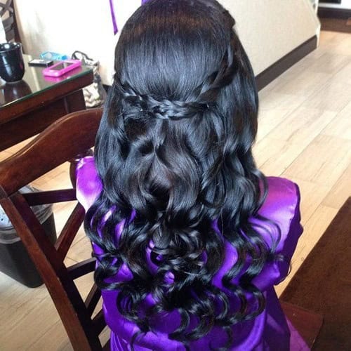 Brown Plaited Braid with Ringlets