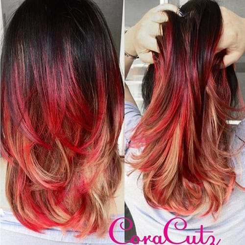 Flame Red and Blonde Ombre for shoulder length hair