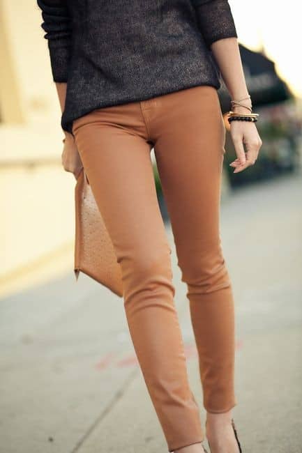 Cognac skinny jeans