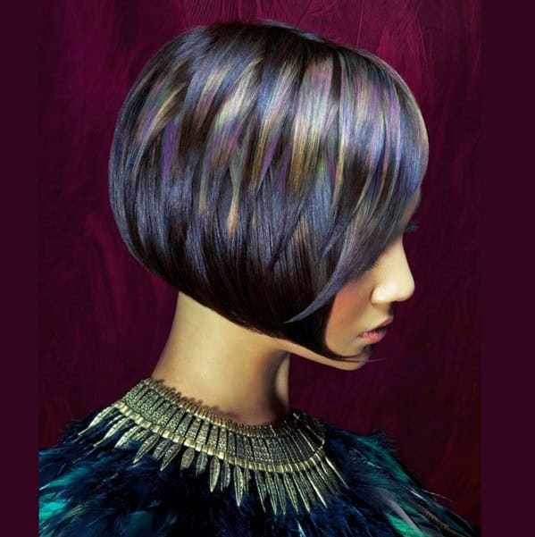 Layered chin-length bob (with multiple colors)