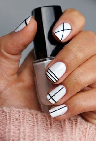 Easy Black and White Nail Design