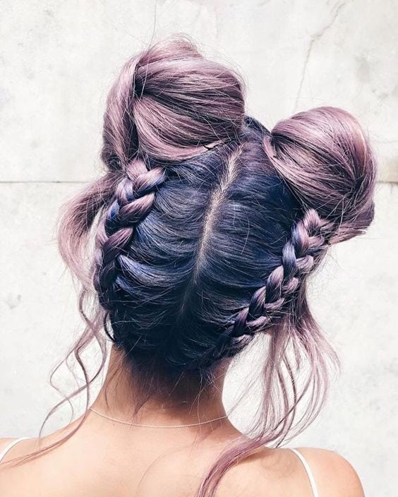 Backwards French Braided Space Bun