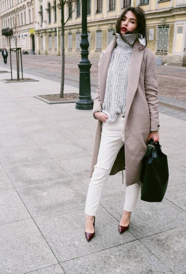 Turtleneck and cashmere coat