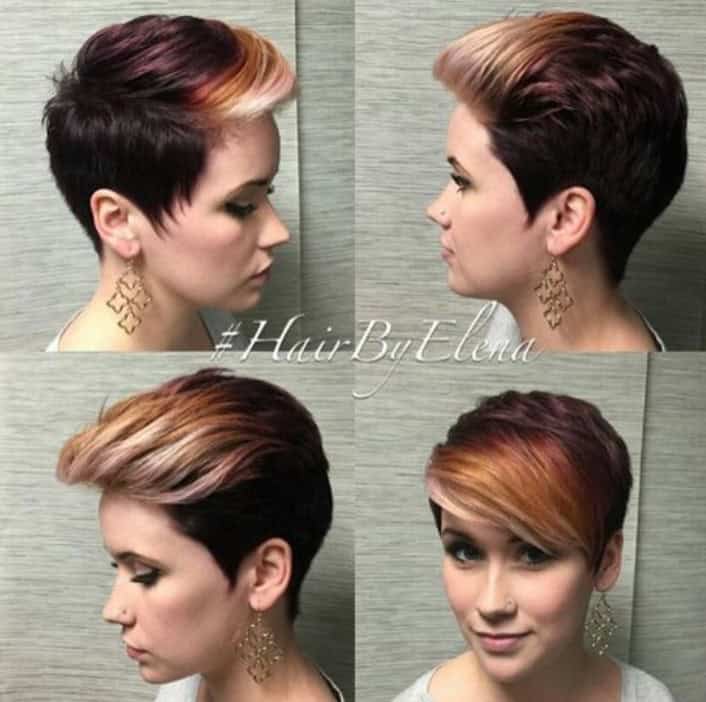 Longer pixie with tri-tone bang