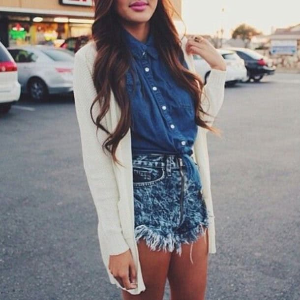 Denim cut-off shorts