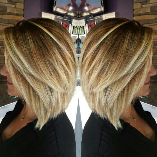 Caramel to Ice Blonde Sweeping Straight Bob Hairstyle for Thick Hair