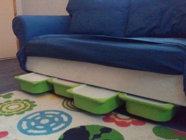 DIY Toy Holders Under the Sofa