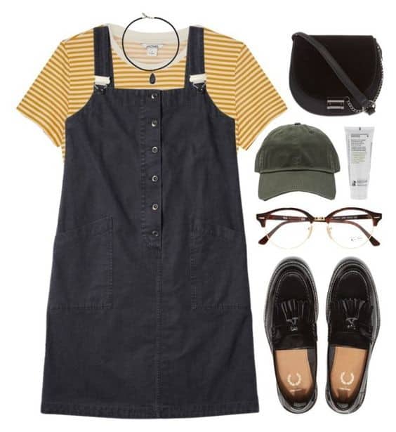 Yellow Stripes and Dungarees Dress