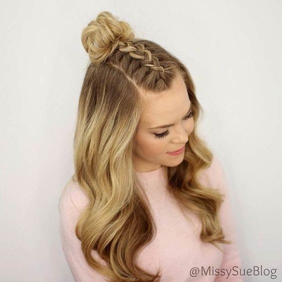 Braided Half Top Knot Hairstyle