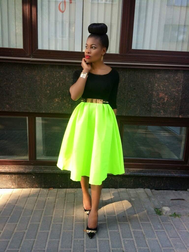 Neon flare skirt