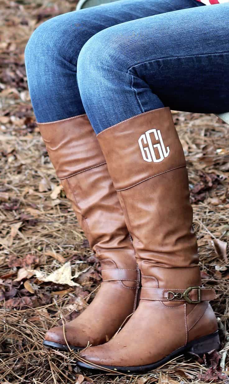 Monogram leather boots