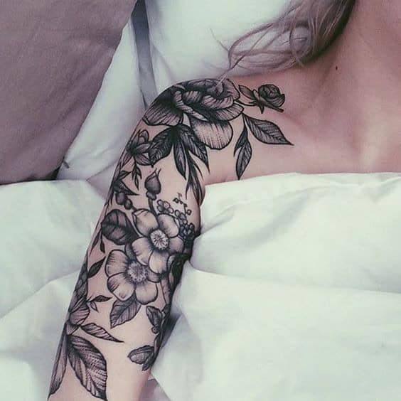 Flowers With Quotes Design on the Arm