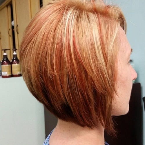 Blonde and Red Stacked Bob for Short Hair