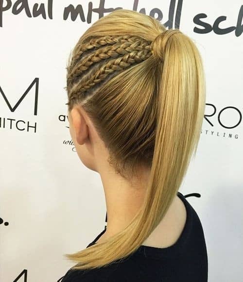 Thin French Braids to High Ponytail