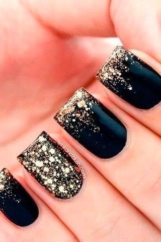 Sequined Black Nail Design