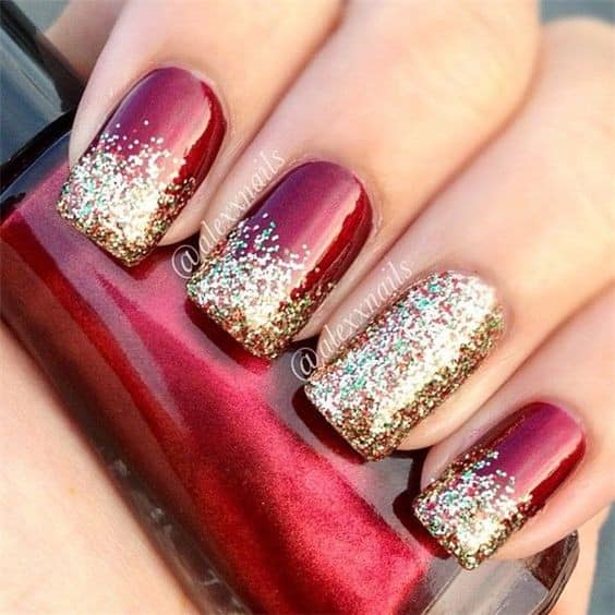 Red and Gold Glitter Ombre