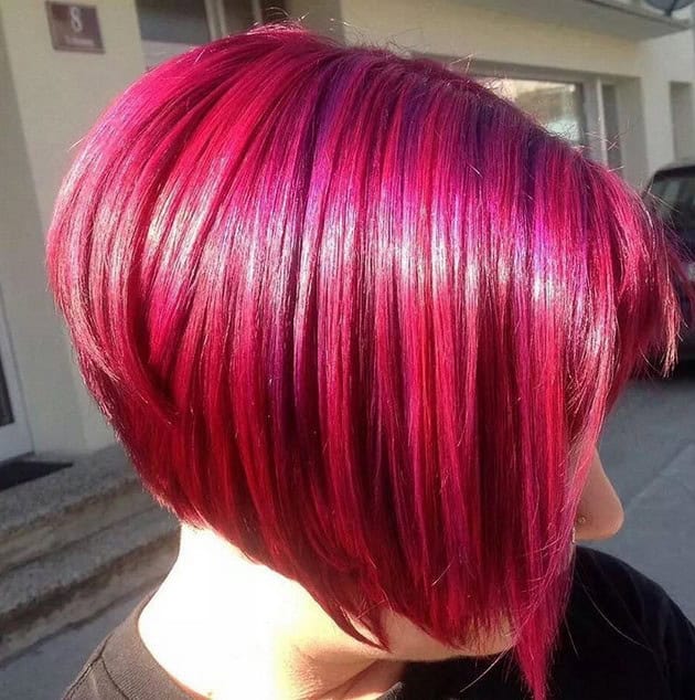 Red inverted bob (with bangs and layers in the back)