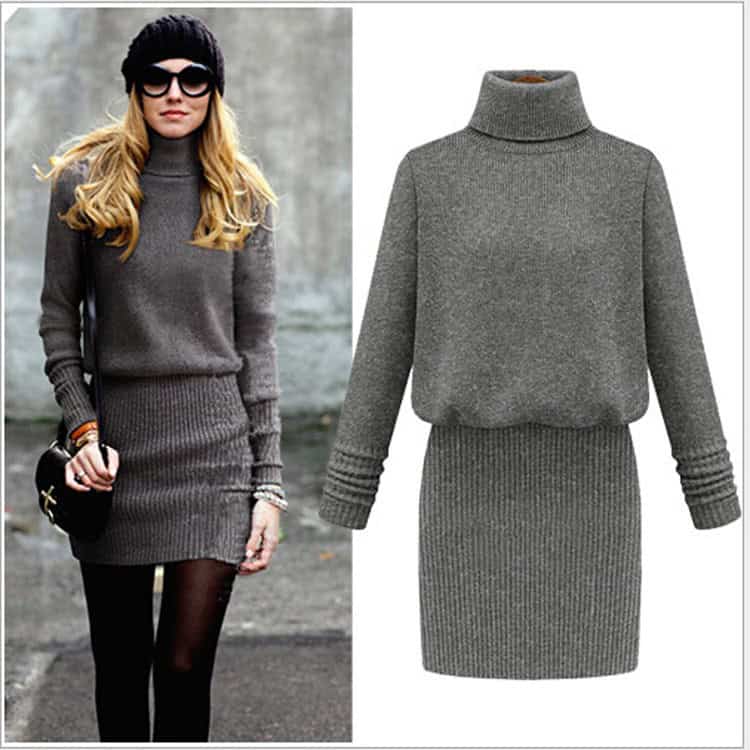 Grey turtleneck dress