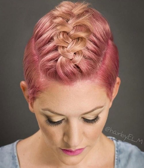 Pink and Peach Braided Faux Hawk