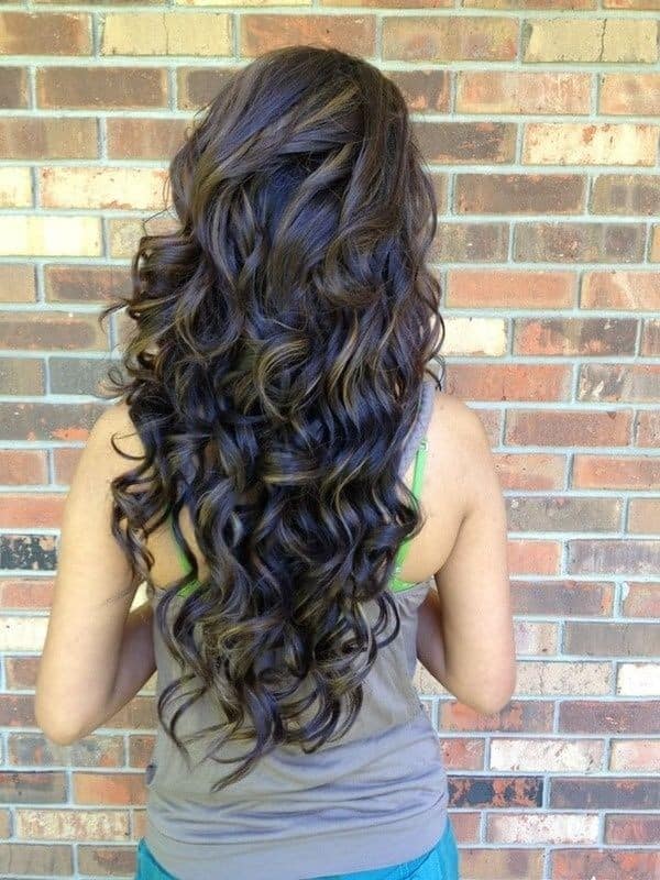 Brunette perm with blonde low lights