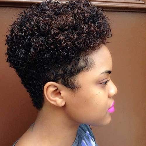 Cute and curly short hair with tapered back