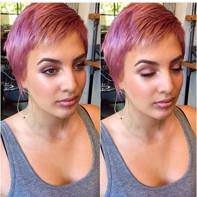 Dark pink and choppy pixie for fine hair