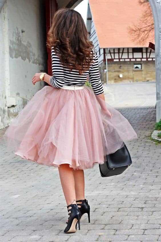 Pastel Pink Tulle Skirt Outfit Idea