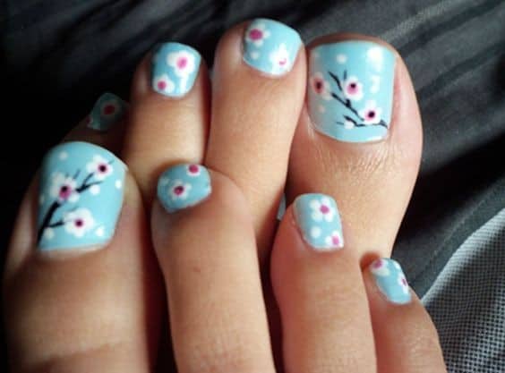 Stunning Plum Flower Toenail Design