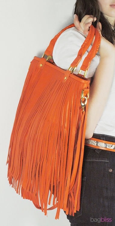 Cadmium orange fringe purse