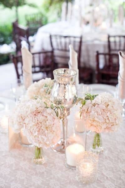 Cream rose table settings