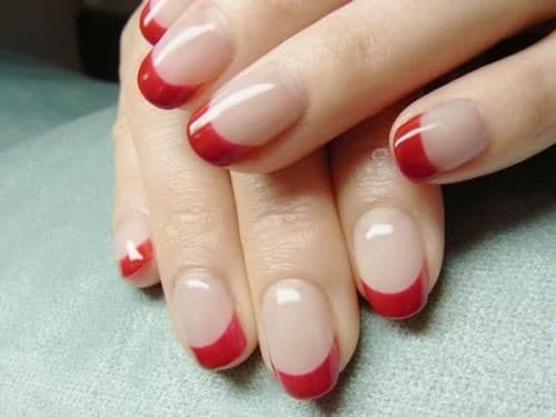 Red French manicure tips