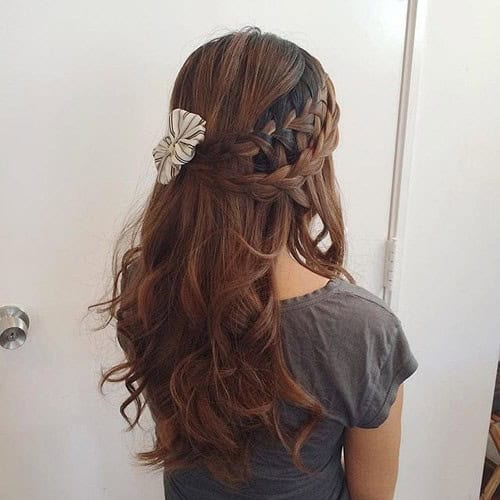 Braided Half Up Curly Style