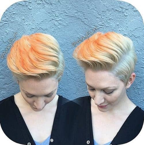 Peach and Blue Pixie Cut with Quiff