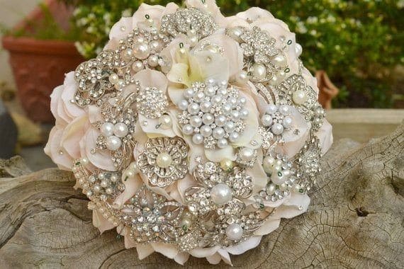 Silver brooch bouquet