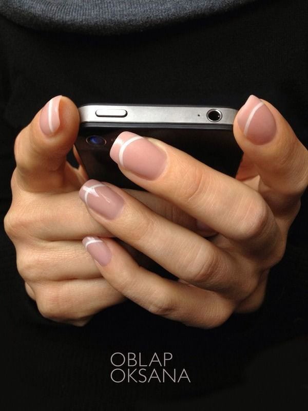 French Manicure with Flower Accent Finger