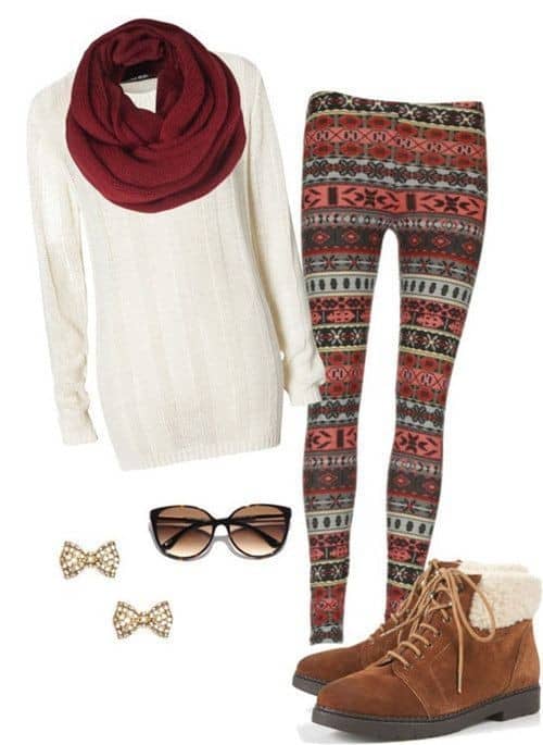 Sweater and printed fleece leggings