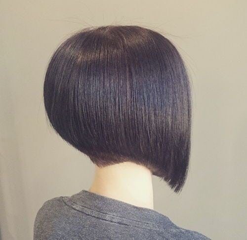 Asymmetrical Glossy Black Bob