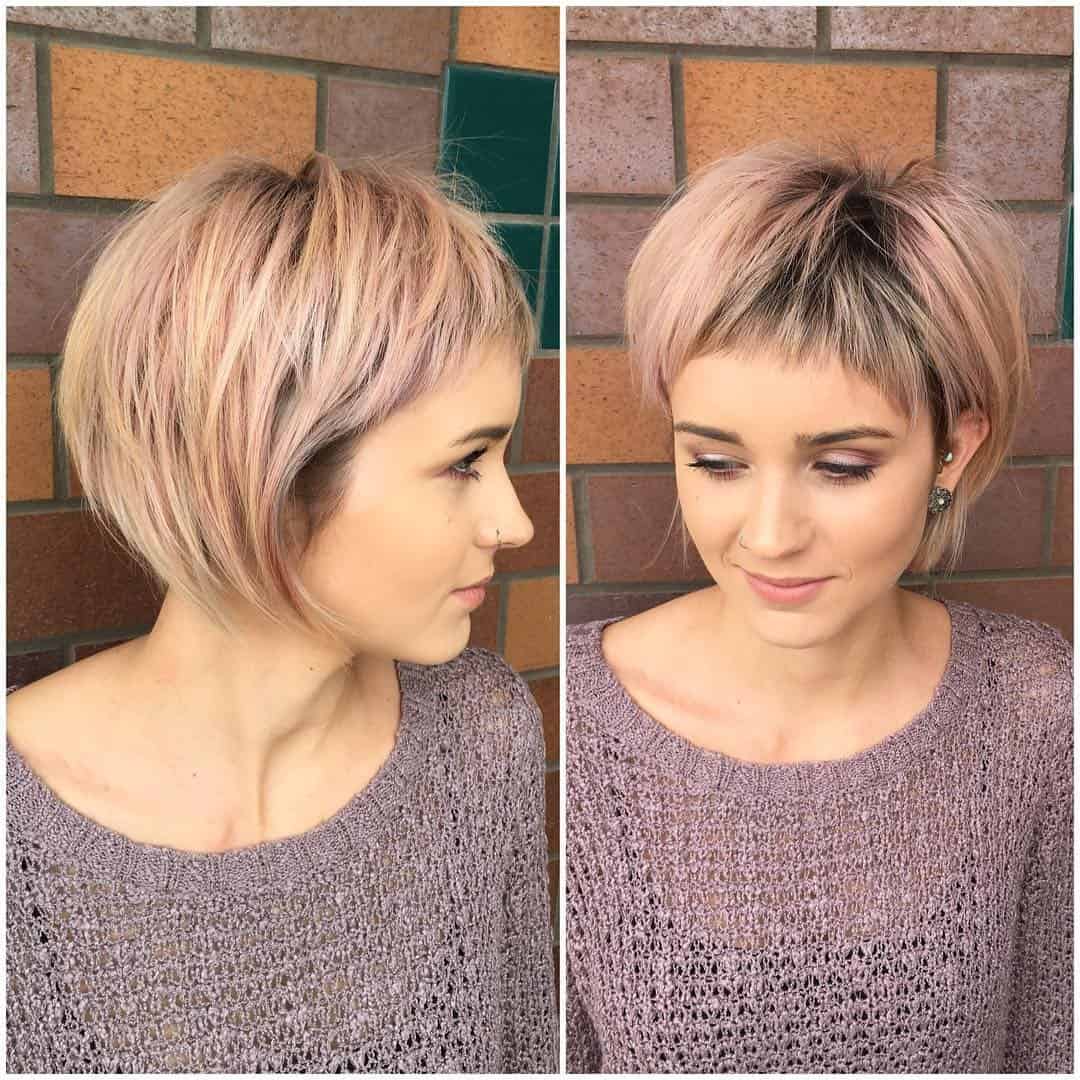 Ombre A-line short bob with longer front and side part