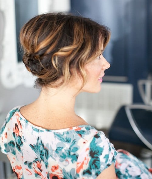 Brown and Caramel Braided Up Do