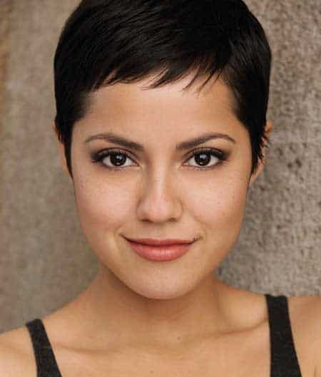 Super short and straight pixie cut with short bangs