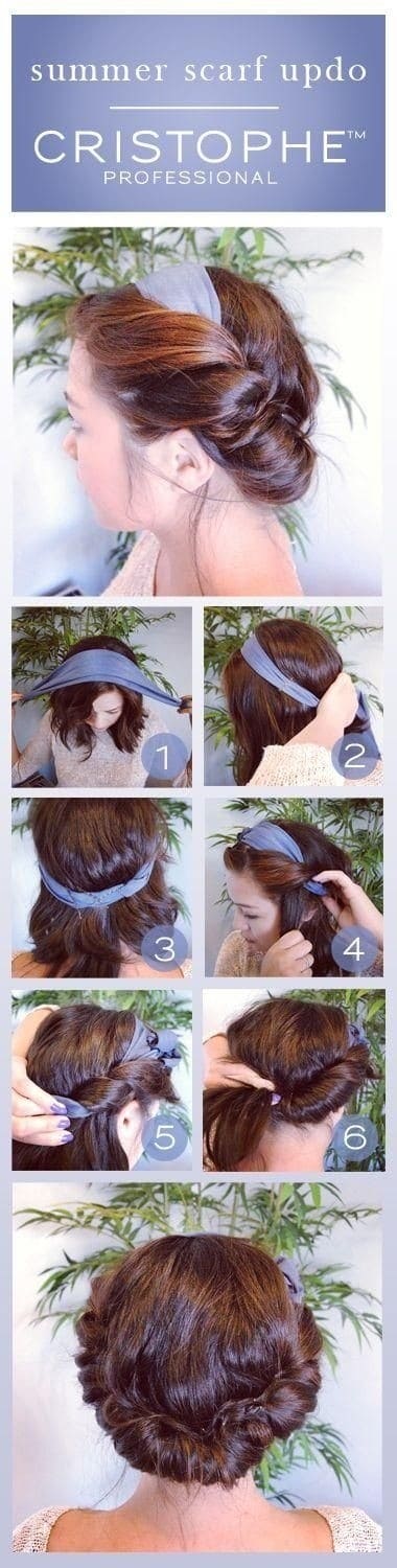 Cute simple hairstyles for Summer: Summer Scarf Updo