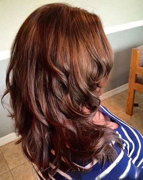 Glossy Brown Shoulder Length Cut with Layers