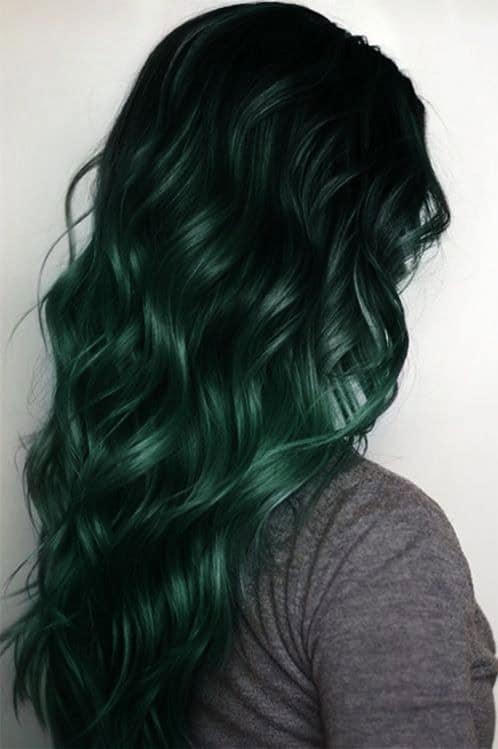 Dark Green Wavy Hair