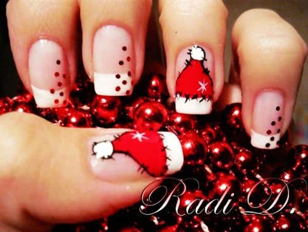 Cute Christmas Cap Nail Design