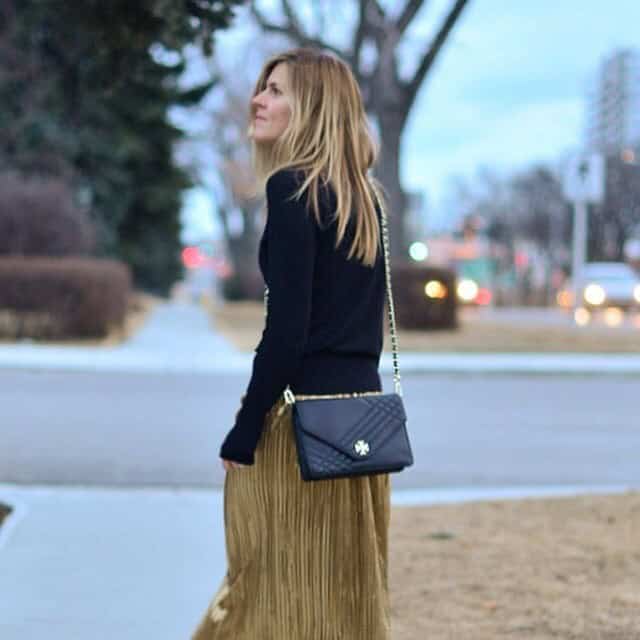 Golden Pleated Midi