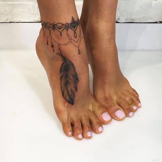 Chandelier Tattoo with Feather