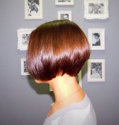 Glossy Brown Stacked Bob